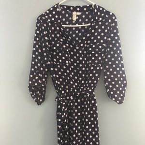 Blue with white Polkadot dress